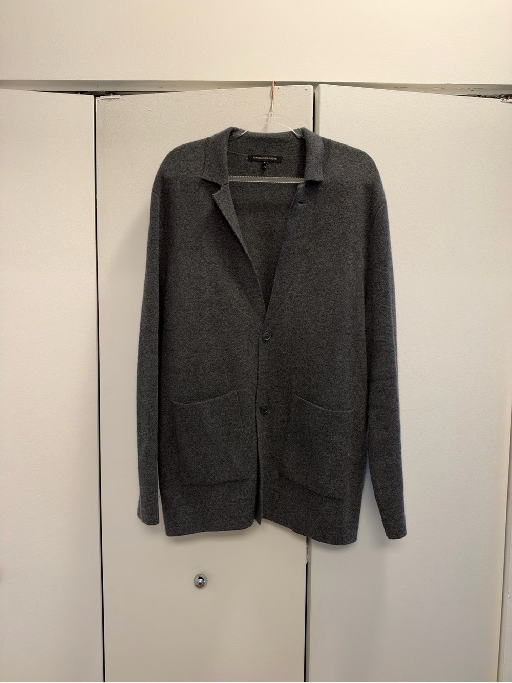 Naked Cashmere Men's Dark Gray Two-Button Pocket Cardigan Sweater